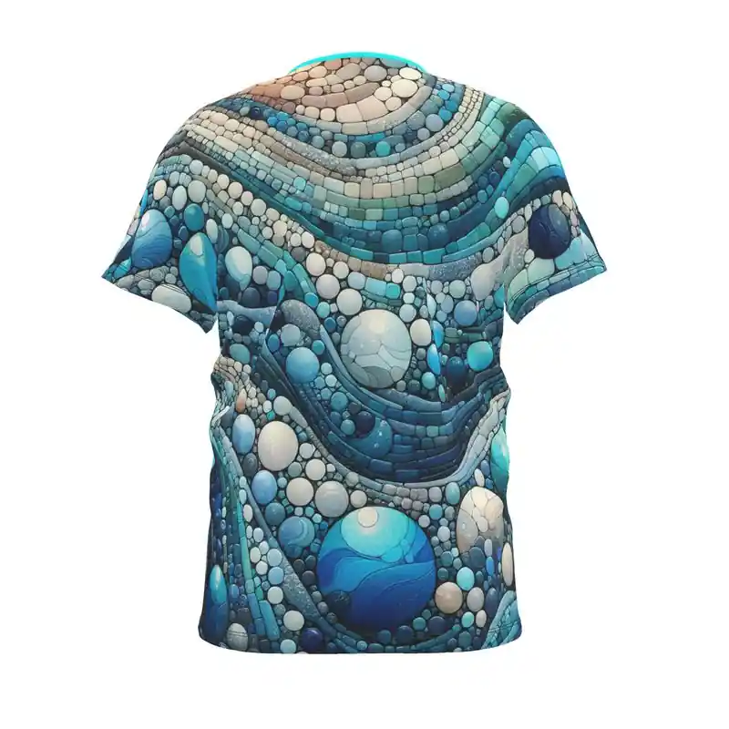 A collection of products that all include the mosaic design called Ocean Bubbles