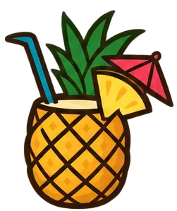 A tropical drink with a pineapple as the cup