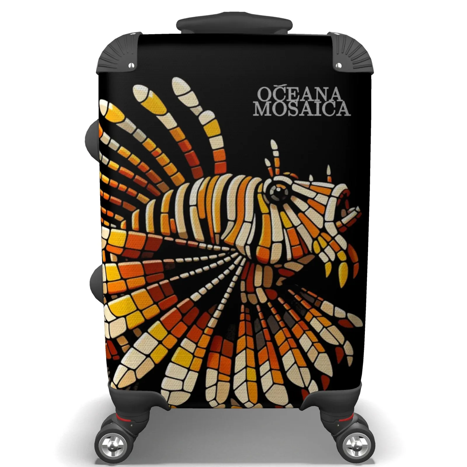 Rolling suitcase with a printed Lionfish design